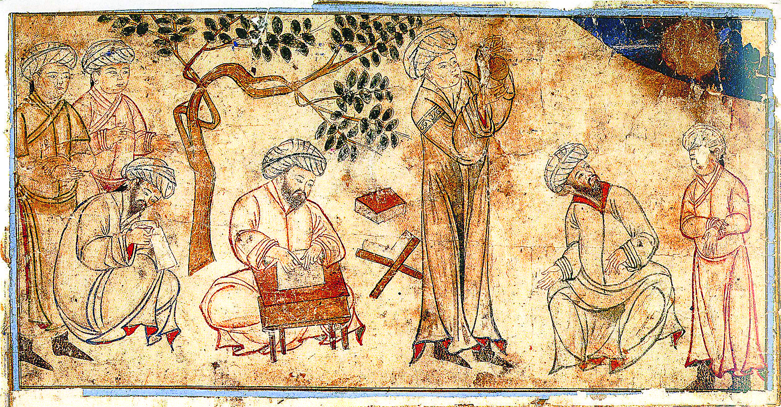 Монголы наблюдают за работой персидских астрономов. Миниатюра из Джами ат-таварих, XIV век 1.jpg