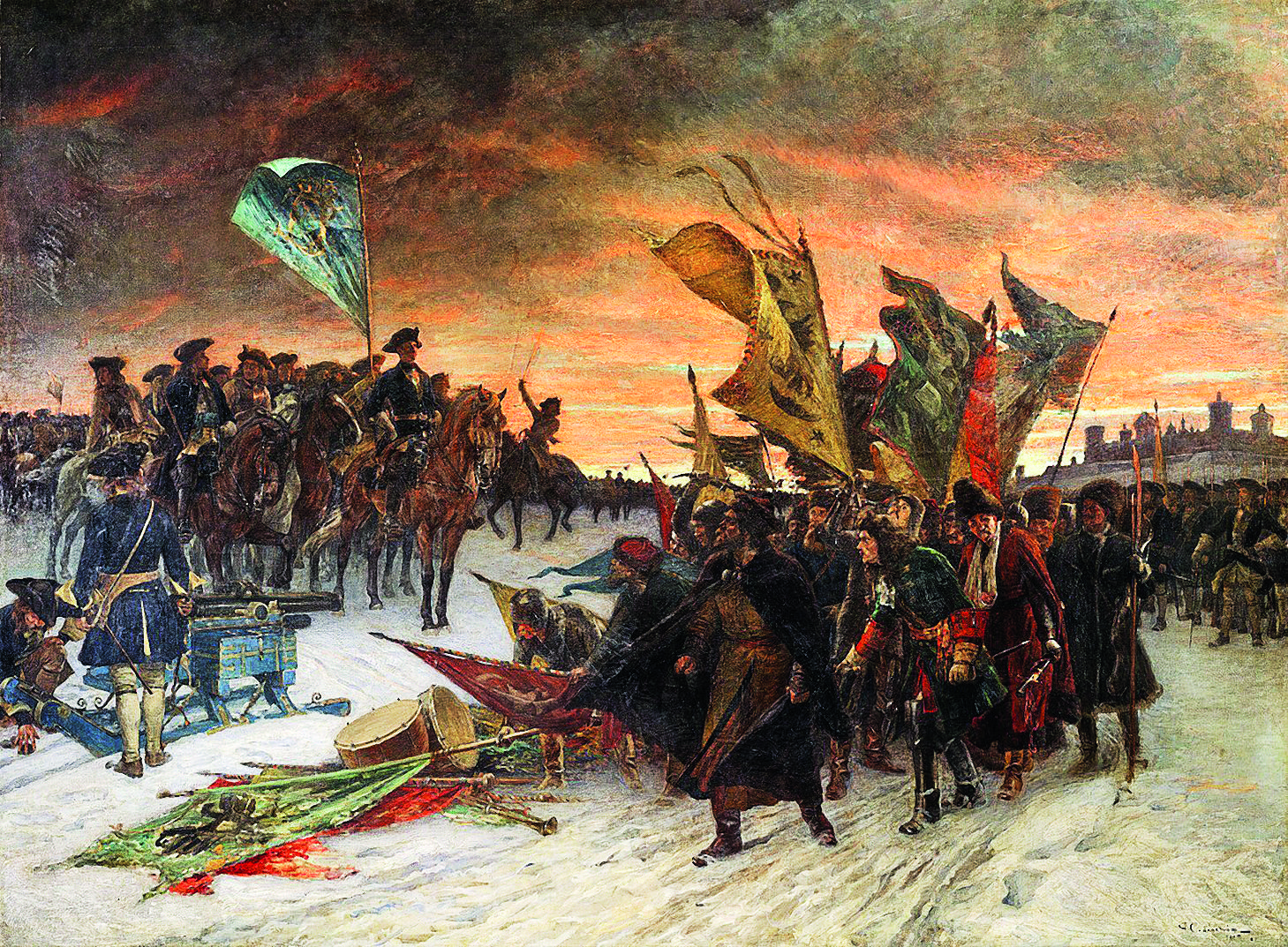 Победа шведов в битве при Нарве. Густав Седерстрём. 1910 год.jpg