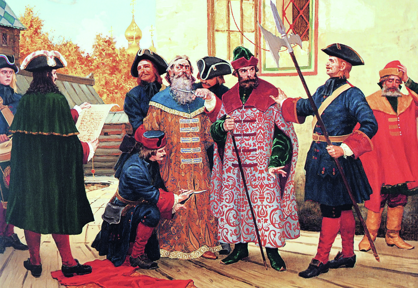 "Стрижка длинных пол и Бород при Петре i". Сергей Ефошкин.. Ефошкин Сергей художник. Петр 1 бояре бороды. Картина д.Белюкина "Петр i стрижет бороды боярам"
