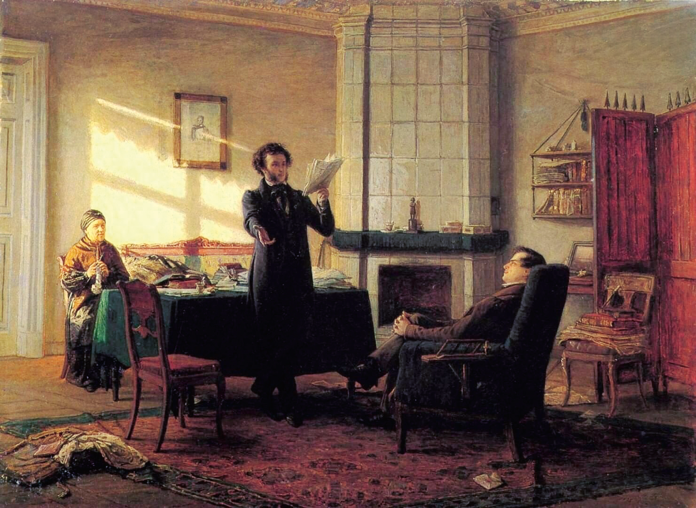 Пушкин и Пущин Михайлрвское Ге 1875-god.png