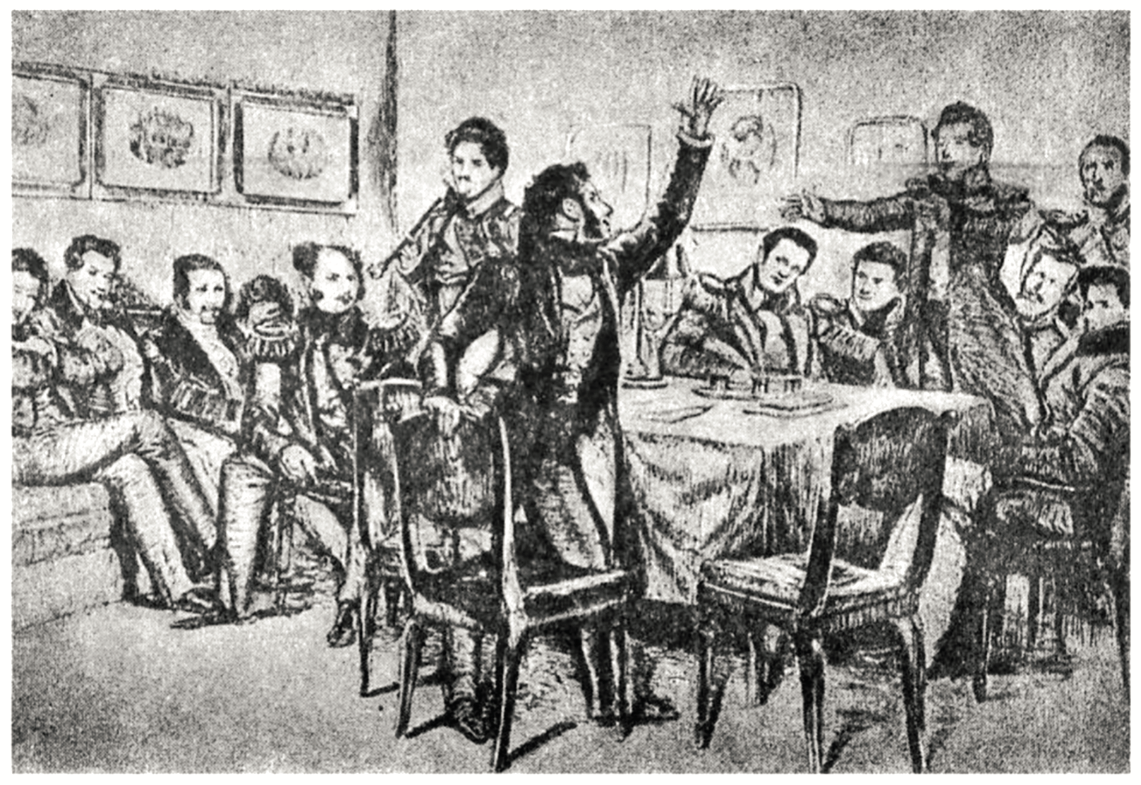 Пушкин среди Декабристов в Каменке кардовский 1934.png