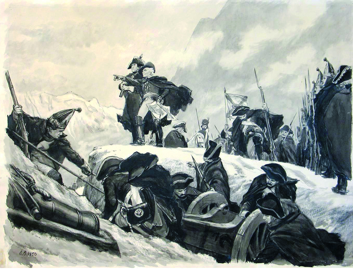 Орест Верейский. Суворов и Багратион в Альпах 1950.png