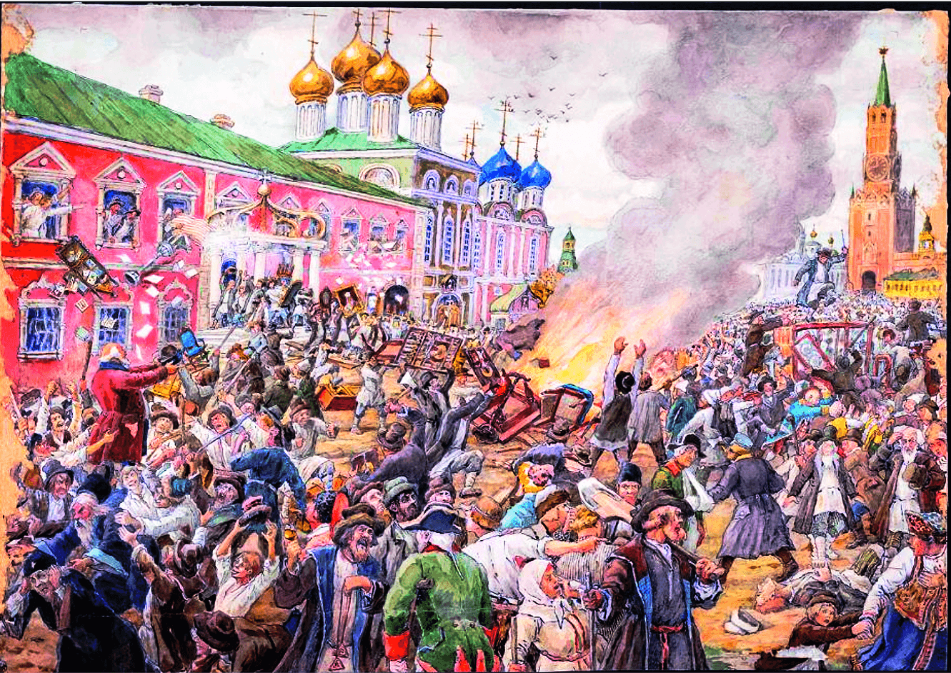Рисунок. Чумной бунт, восстание в Москве в 1771 году. 1938 г. Лисснер Э.Э 1.png