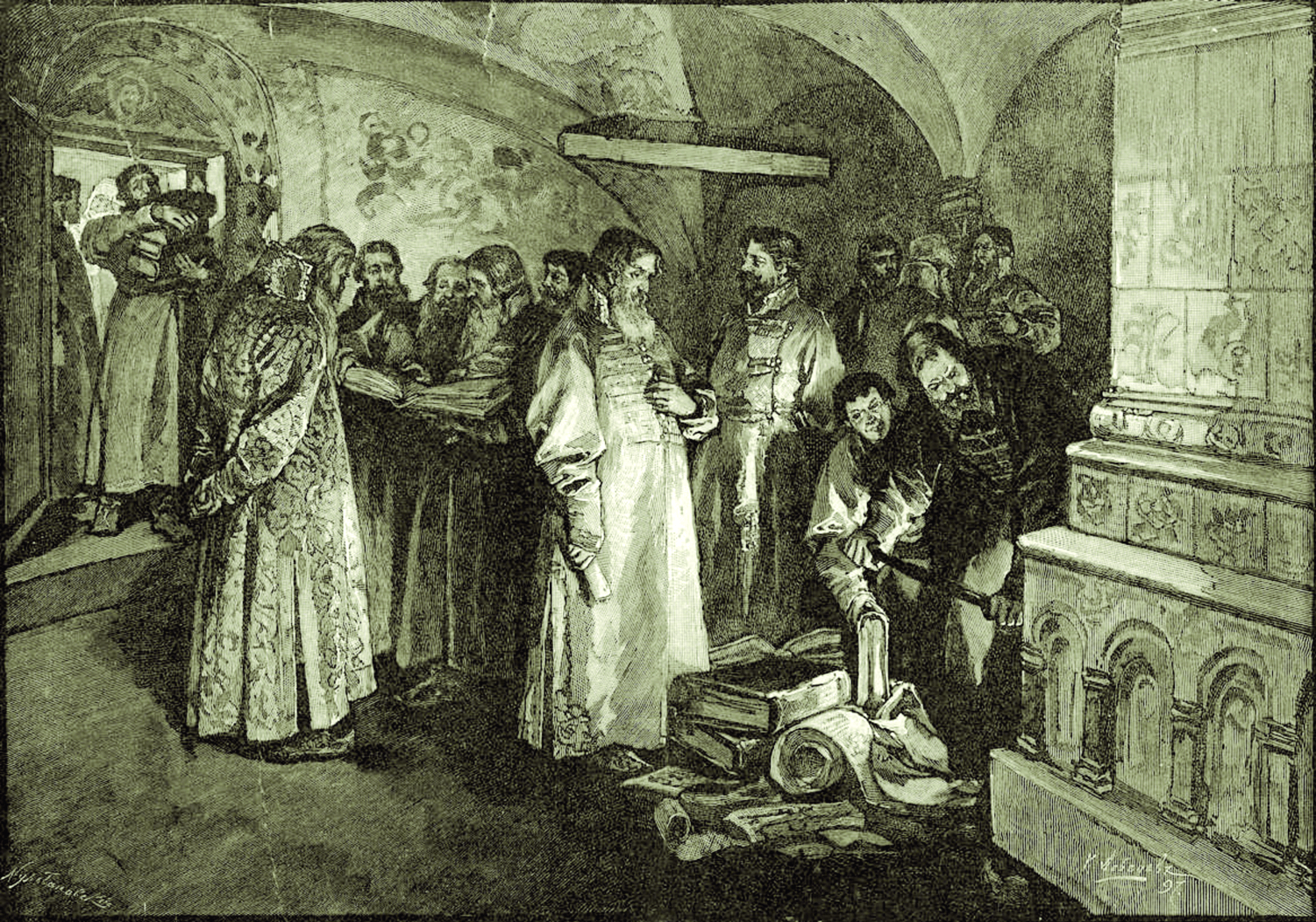 Сожжение местнических книг по повелению царя Феодора Алексеевича 12 января 1682 г. С ориг. рис. К. Лебедева.png