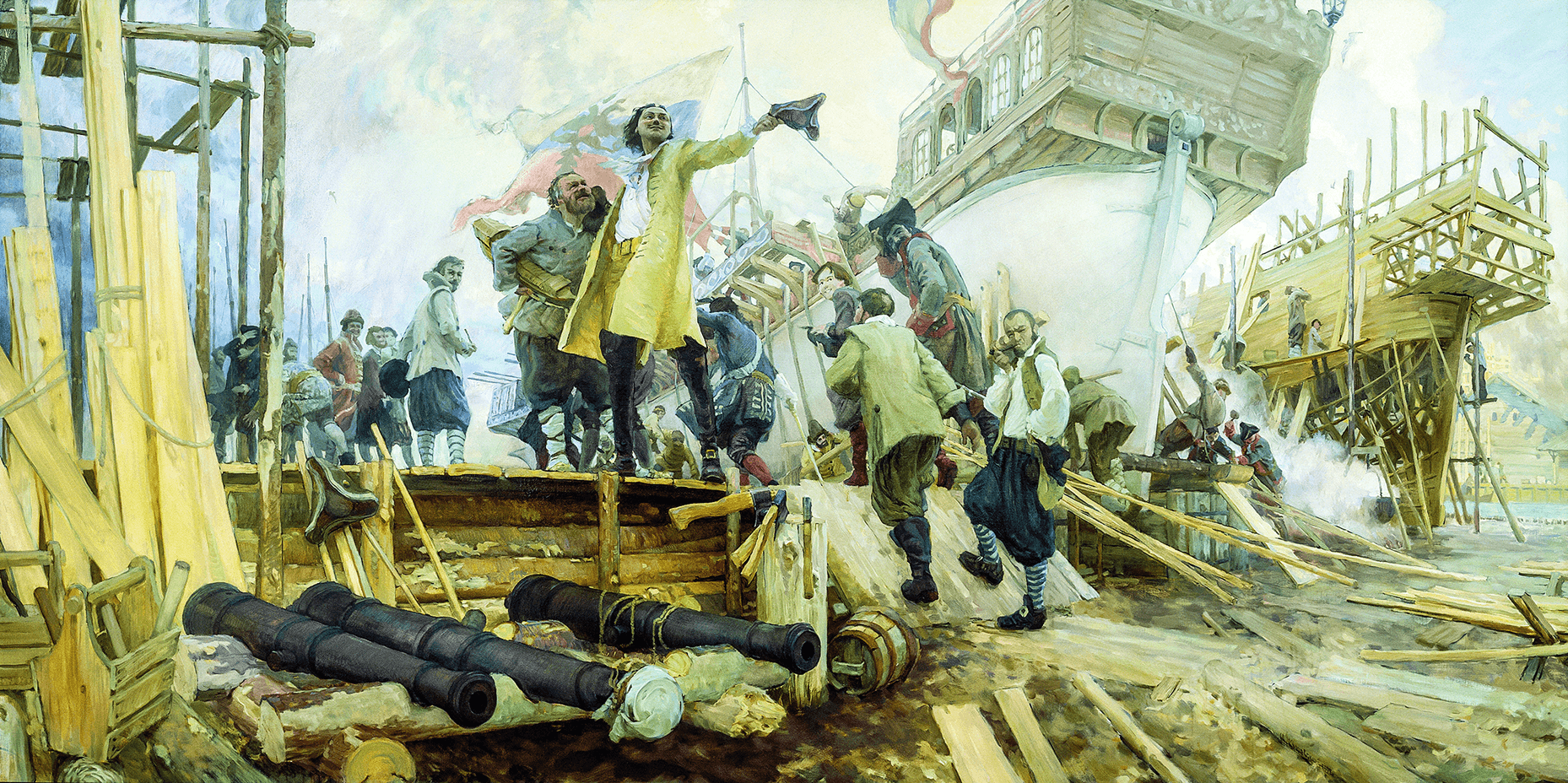 Юрий Кушевский. Постройка в Воронеже флотилии для второго Азовского похода Петром I 1.png