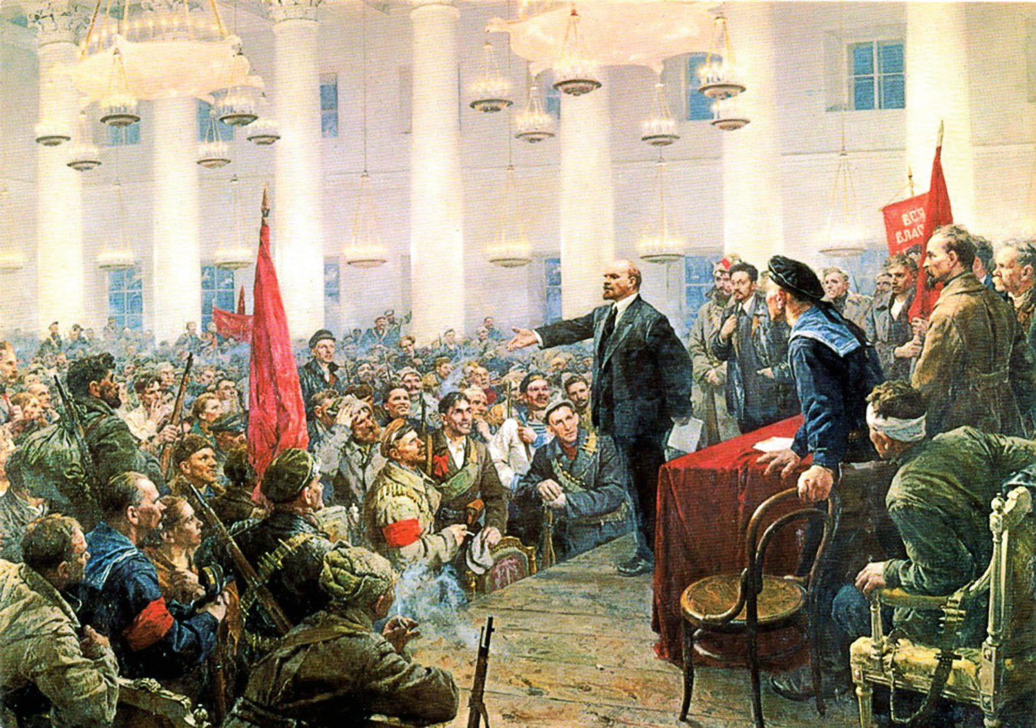 Выступление В. И. Ленина на 2-м съезде Советов. Художник В. А. Серов, 1955 год 2.png