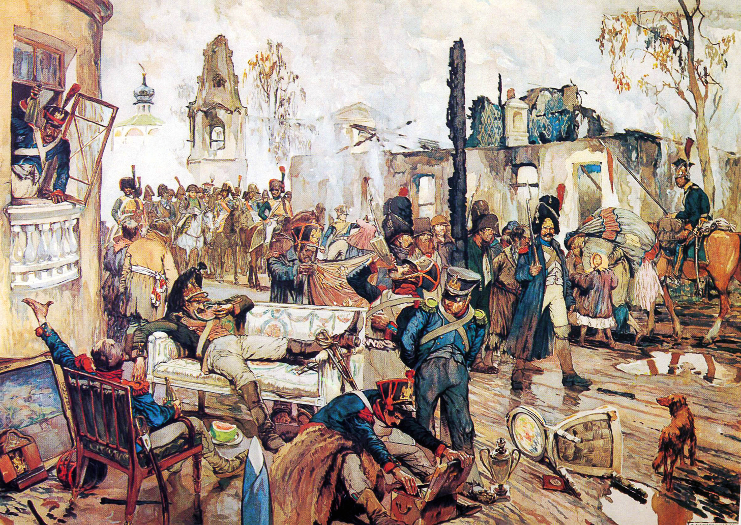 Французы грабят Москву 1812г. Мародерство французов в Москве 1812.