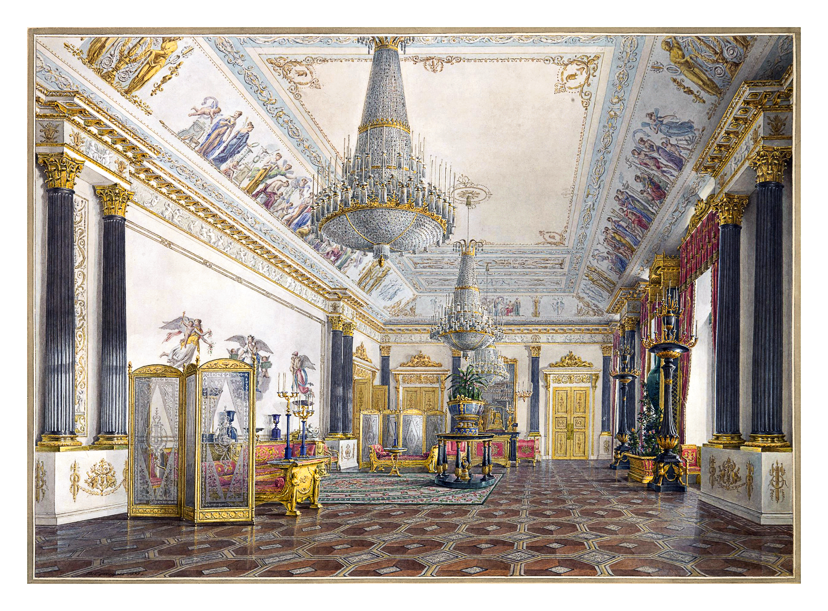 Яшмовая гостиная в Зимнем дворце погибла в пожаре 1837 1.png